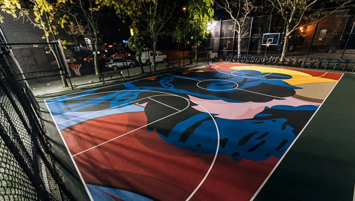 Artistic basketball court — active design