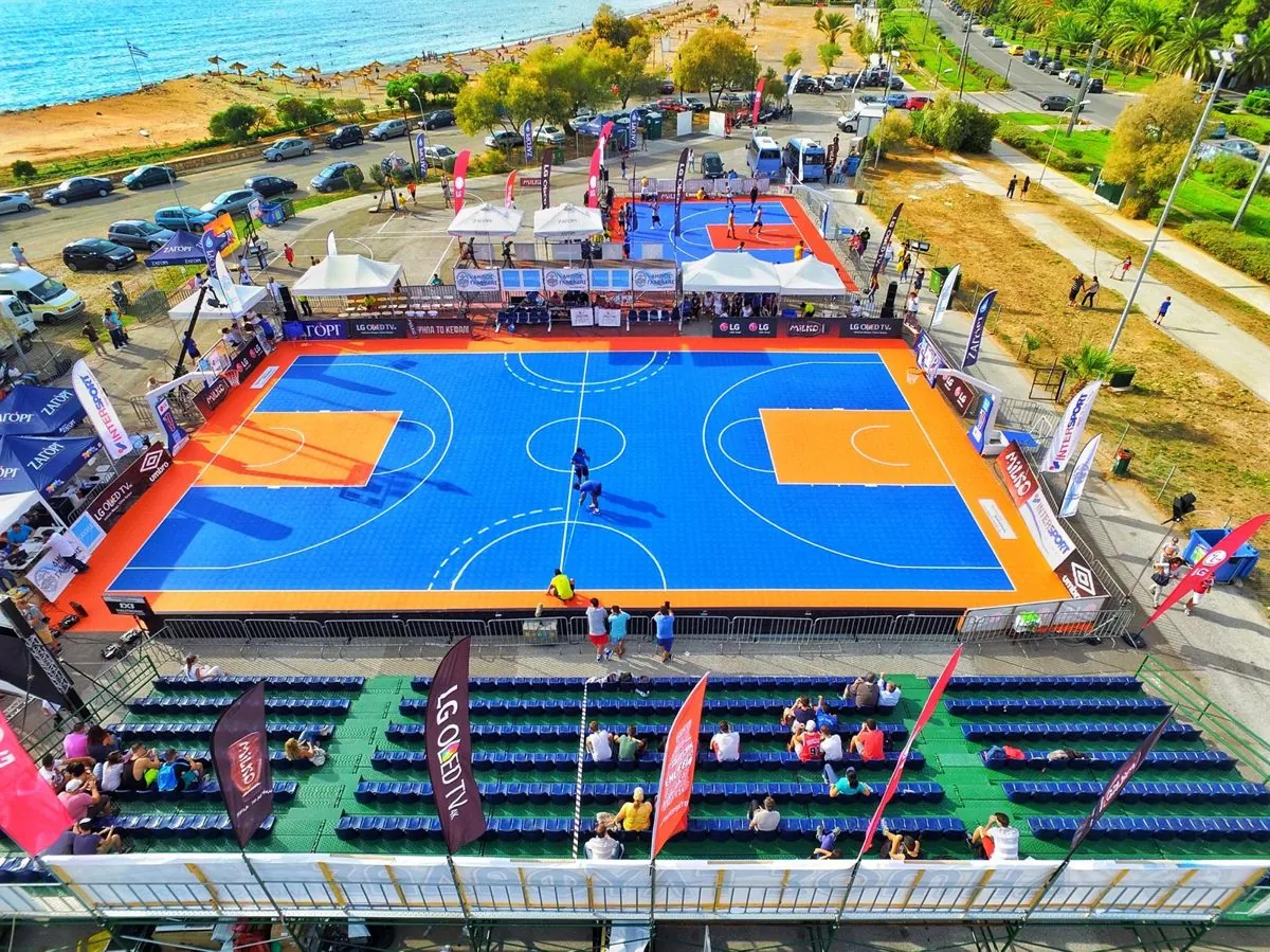 Colourful multi-sport courts — active design